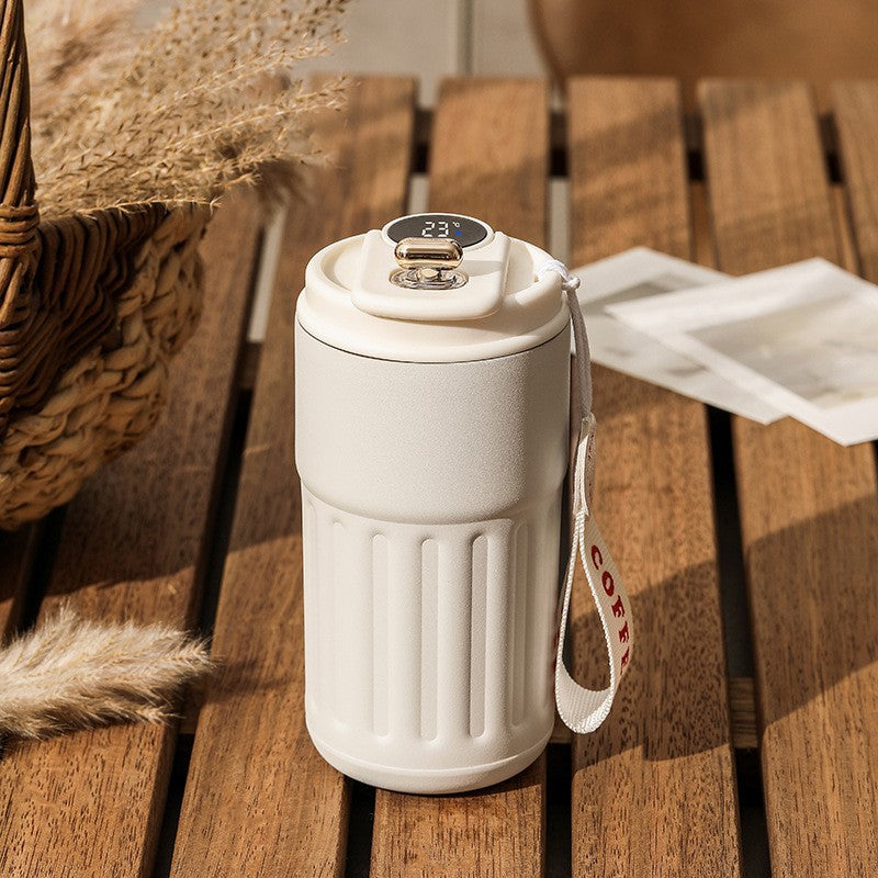 Smart LED Temperature Display 316 SS Double Wall Custom LOGO Tumbler Thermal Coffee Mug Steel White Box Customized Logo 300 Pcs