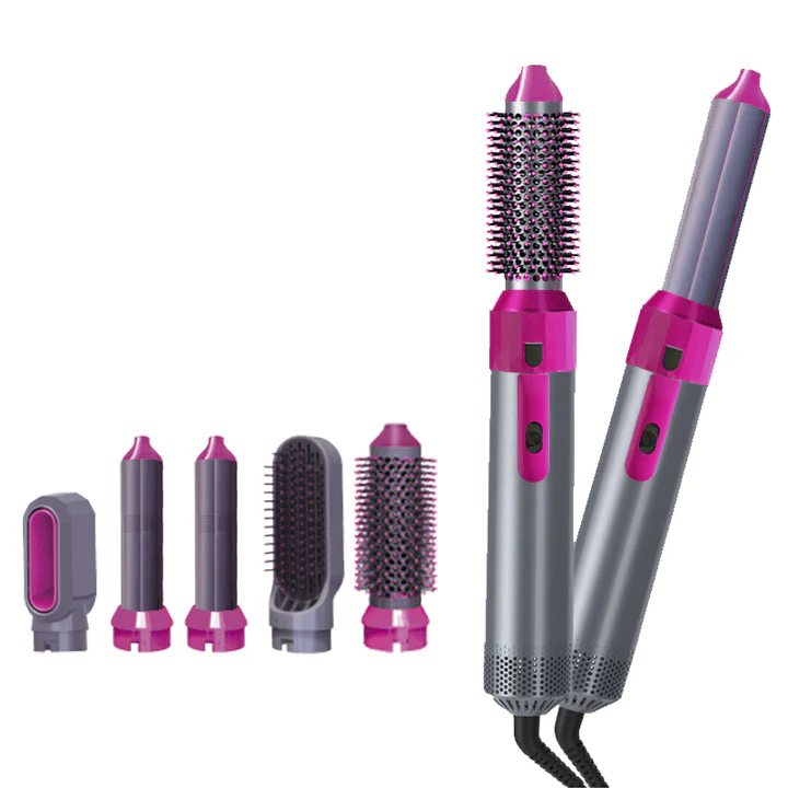 Professional 5-in-1 Hot Air Brush Hair Dryer & Styler – Volumizing, Straightening, Curling Tool