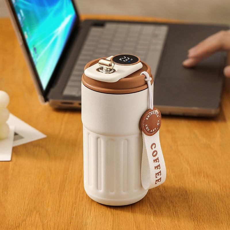 Smart LED Temperature Display 316 SS Double Wall Custom LOGO Tumbler Thermal Coffee Mug Steel White Box Customized Logo 300 Pcs