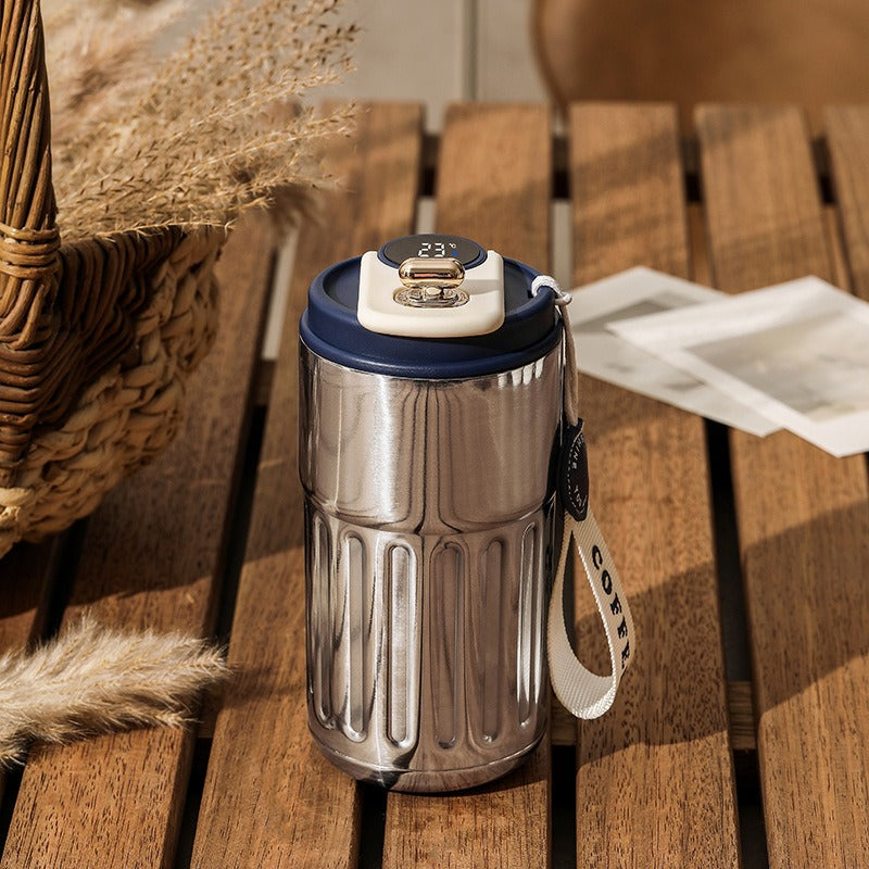 Smart LED Temperature Display 316 SS Double Wall Custom LOGO Tumbler Thermal Coffee Mug Steel White Box Customized Logo 300 Pcs