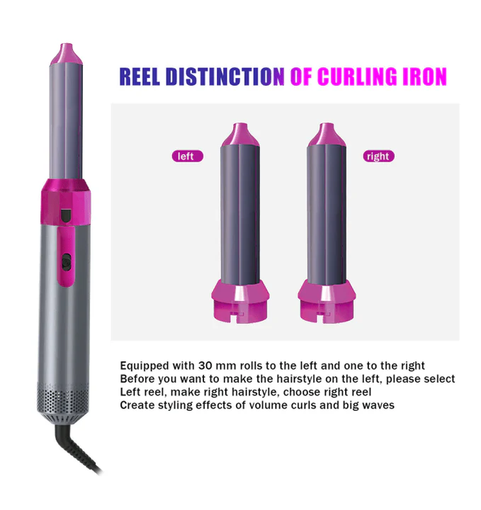 Professional 5-in-1 Hot Air Brush Hair Dryer & Styler – Volumizing, Straightening, Curling Tool