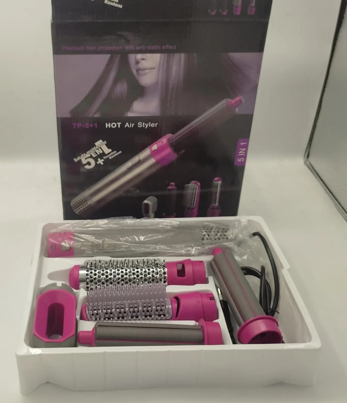 Professional 5-in-1 Hot Air Brush Hair Dryer & Styler – Volumizing, Straightening, Curling Tool