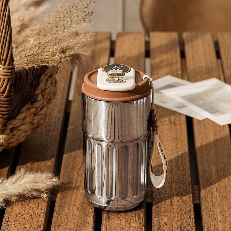 Smart LED Temperature Display 316 SS Double Wall Custom LOGO Tumbler Thermal Coffee Mug Steel White Box Customized Logo 300 Pcs