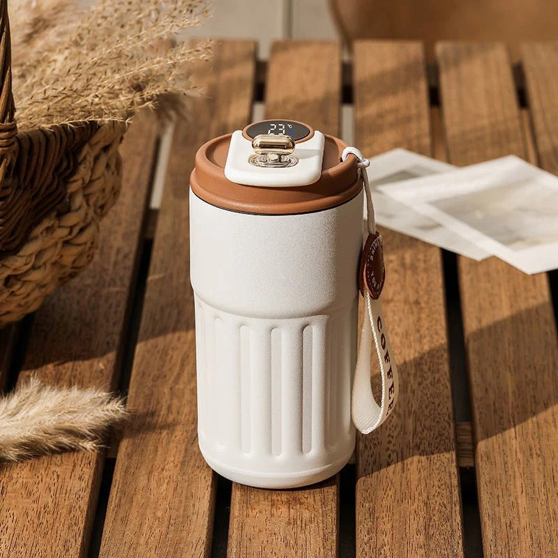 Smart LED Temperature Display 316 SS Double Wall Custom LOGO Tumbler Thermal Coffee Mug Steel White Box Customized Logo 300 Pcs