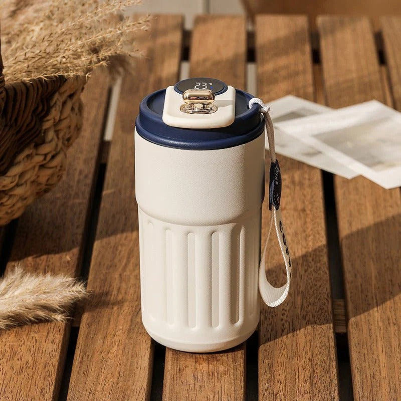 Smart LED Temperature Display 316 SS Double Wall Custom LOGO Tumbler Thermal Coffee Mug Steel White Box Customized Logo 300 Pcs