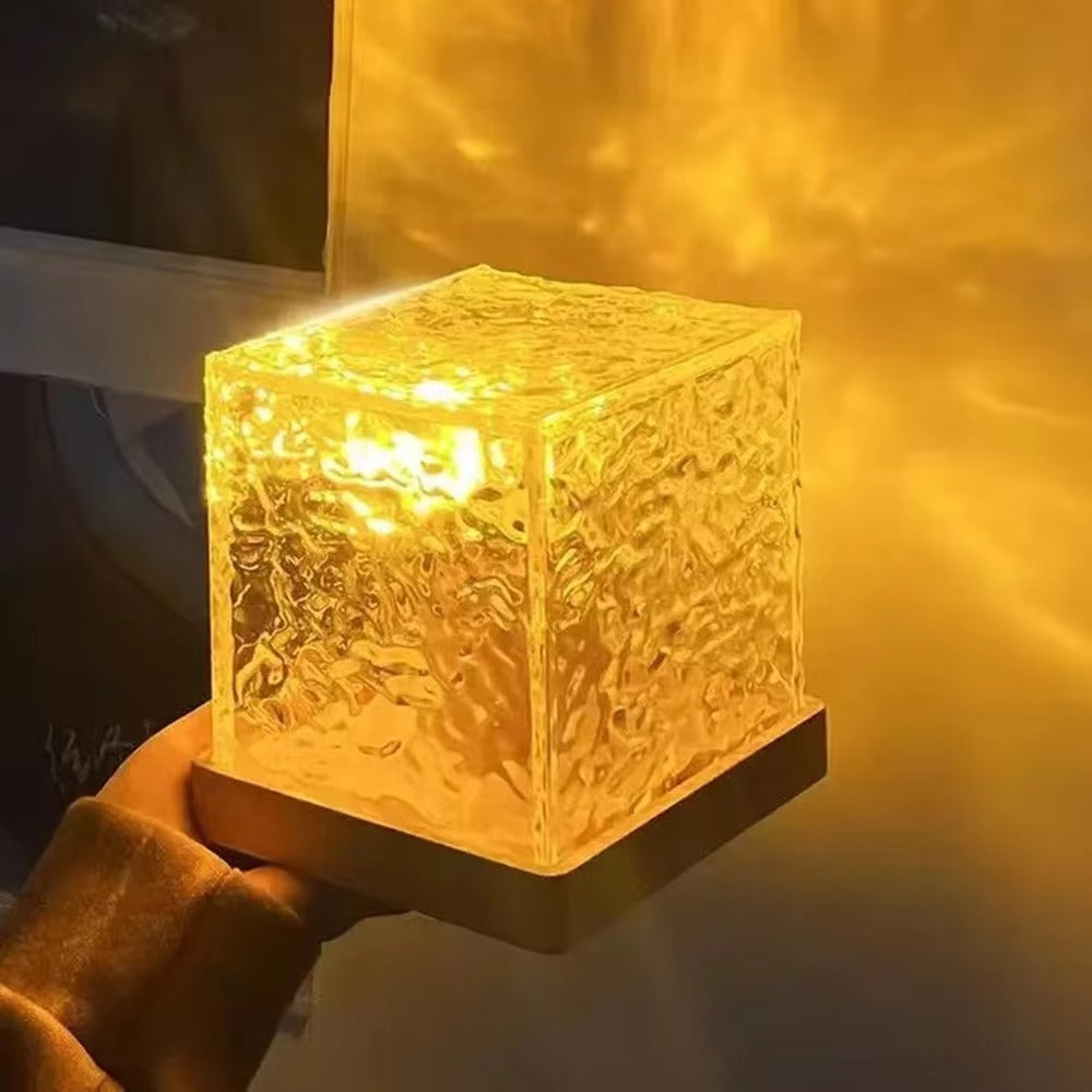 LED Crystal Table Lamp Plug-In Water Ripple Lamp Dynamic 16-Color RGB Changing for Bedroom Use