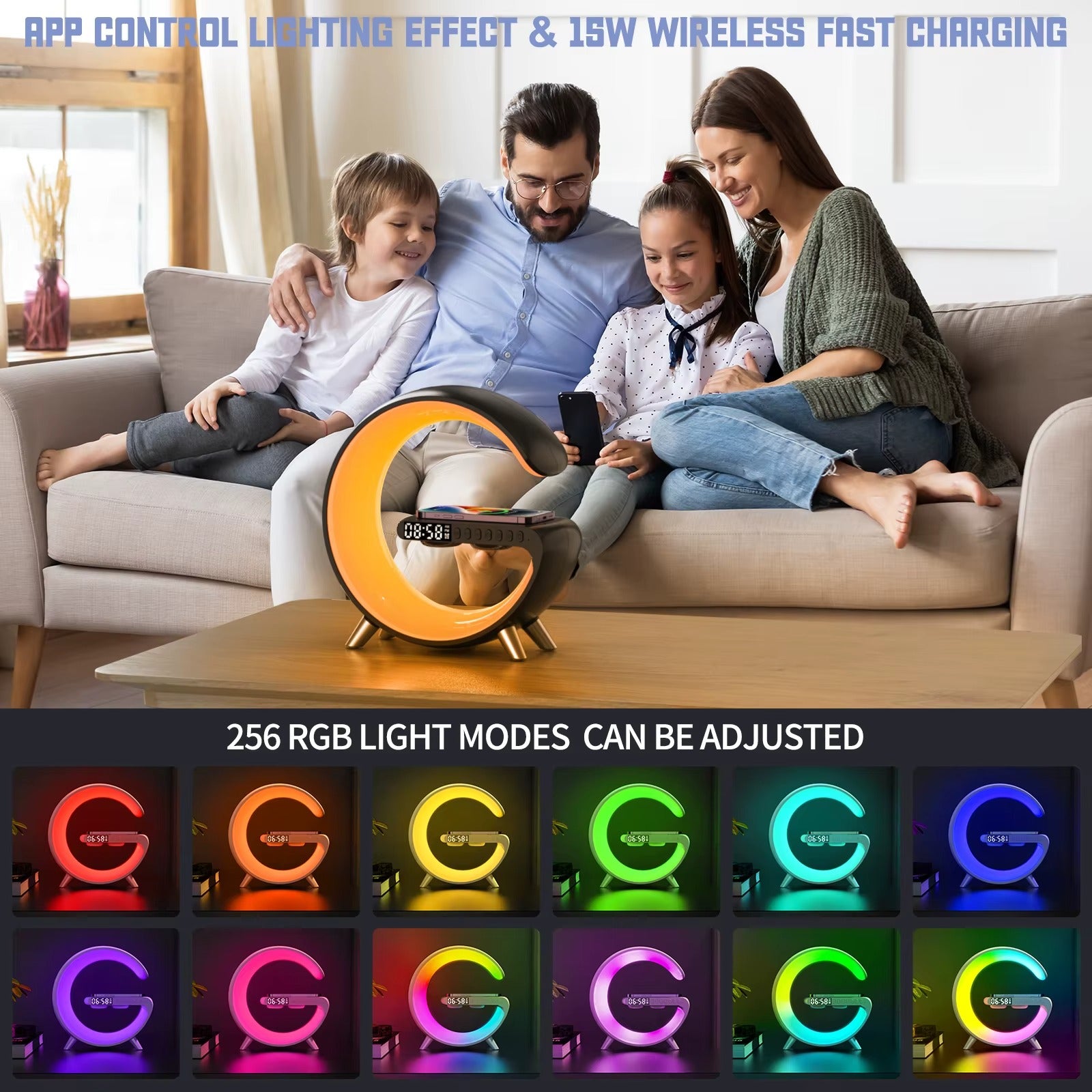 Hot Sale Led Table Lamp Home Decoration with Smart Speakers Clock Alarm Smart APP RGB Night Light G-shape Lamp