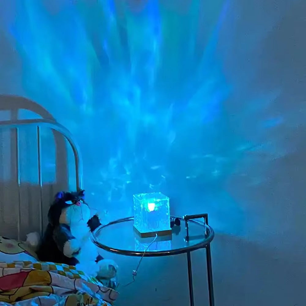 LED Crystal Table Lamp Plug-In Water Ripple Lamp Dynamic 16-Color RGB Changing for Bedroom Use