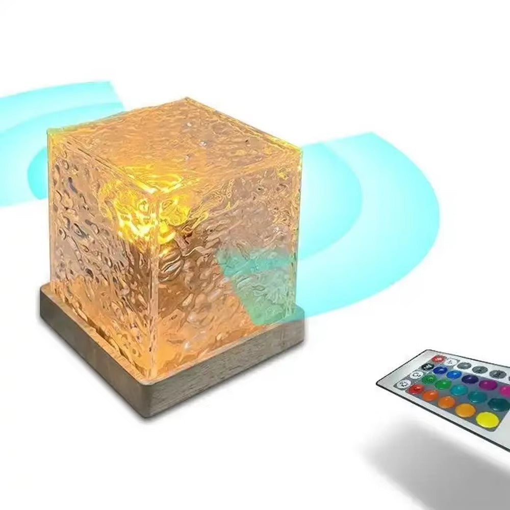 LED Crystal Table Lamp Plug-In Water Ripple Lamp Dynamic 16-Color RGB Changing for Bedroom Use