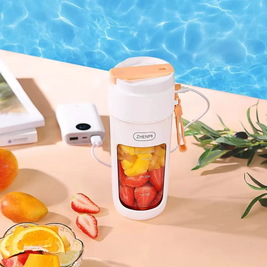 Mini Fresh Juicer Bottle USB Rechargeable Portable Blender with 8 Blades – Food Grade Smoothie & Coffee Grinder