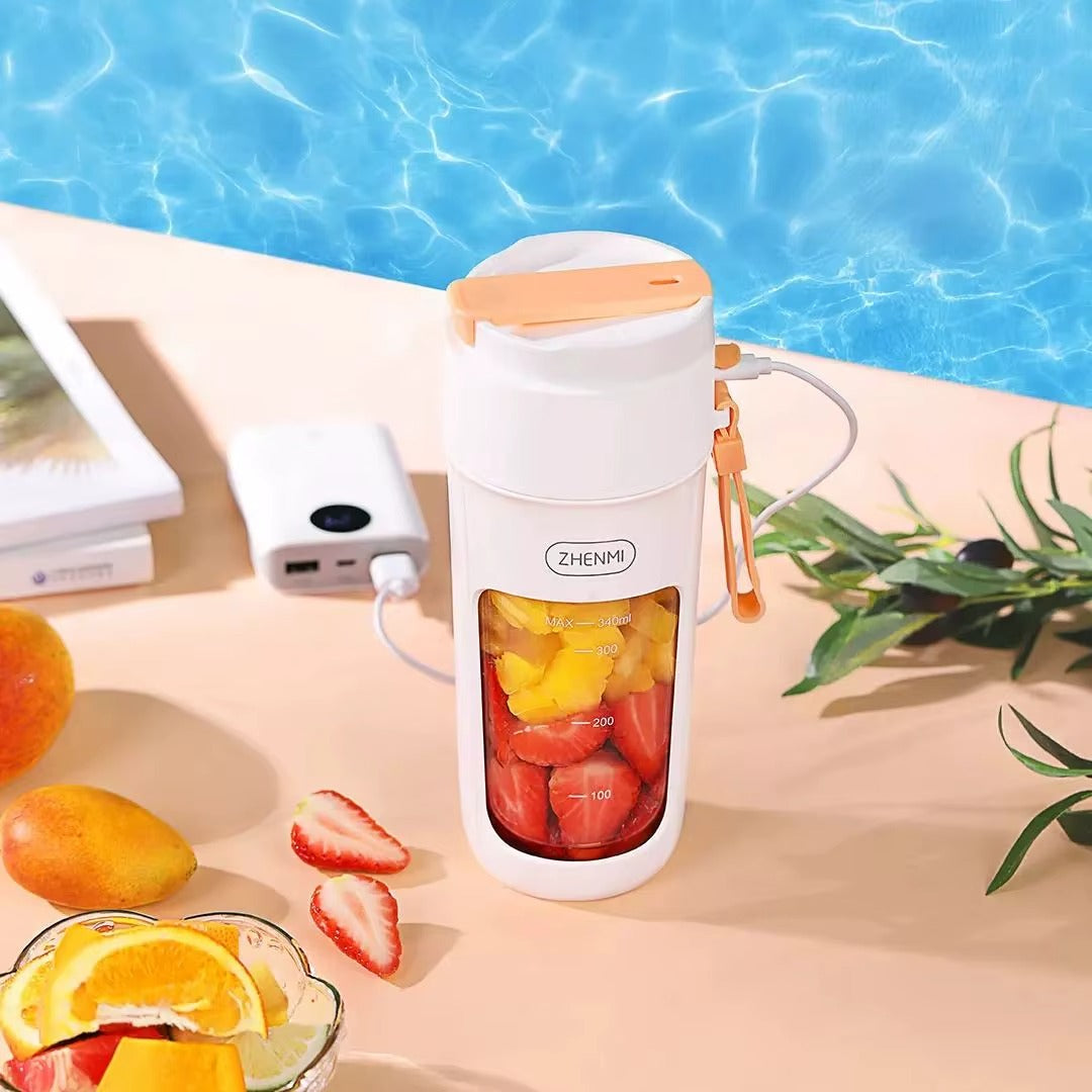 Mini Fresh Juicer Bottle USB Rechargeable Portable Blender with 8 Blades – Food Grade Smoothie & Coffee Grinder