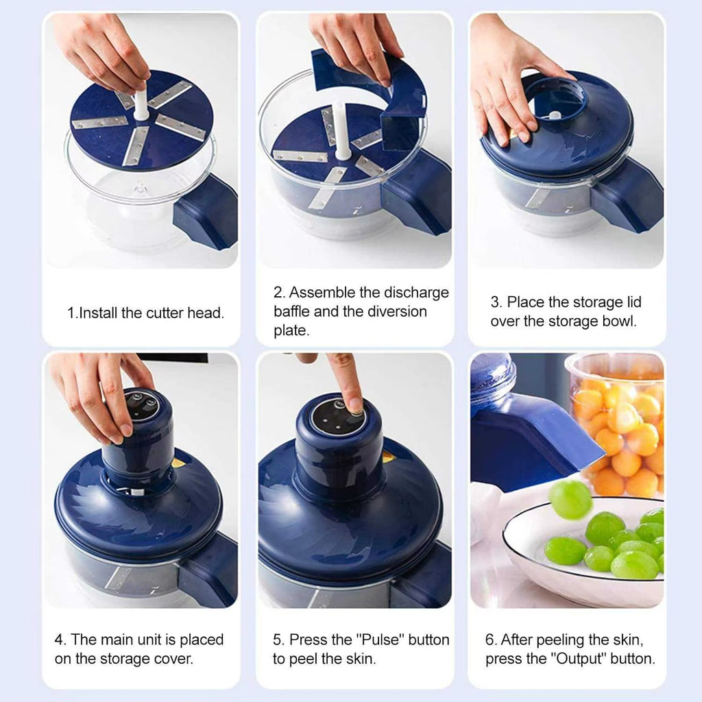 Automatic Electric Fruit Peeler Portable Household Multifunctional Grape Plum Garlic Vegetable Peeling Kitchen Gadget