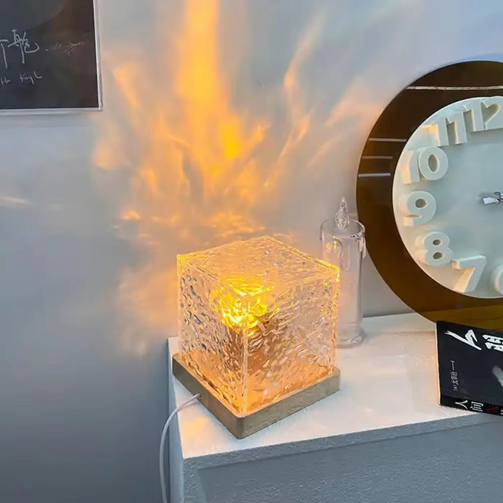 LED Crystal Table Lamp Plug-In Water Ripple Lamp Dynamic 16-Color RGB Changing for Bedroom Use